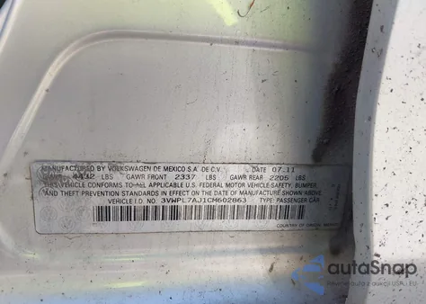 2012 Volkswagen Jetta Sportwagen 2.0L Tdi z USA, uszkodzony, nr VIN 3VWPL7AJ1CM602863